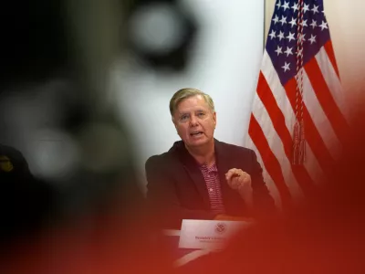 FILE PHOTO: U.S. Senator Lindsey Graham speaks during the roundtable with U.S. Border Patrol and members of the Senate Judiciary Committee at a Border Patrol station in McAllen, Texas, U.S. July 12, 2019. REUTERS/Veronica G. Cardenas/File Photo