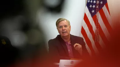 FILE PHOTO: U.S. Senator Lindsey Graham speaks during the roundtable with U.S. Border Patrol and members of the Senate Judiciary Committee at a Border Patrol station in McAllen, Texas, U.S. July 12, 2019. REUTERS/Veronica G. Cardenas/File Photo