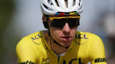 Cycling - Tour de France - Stage 8 - Perigueux to Bergerac - Perigueux, France - July 11, 2026 UAE Team Emirates XRG's Tadej Pogacar, wearing the yellow jersey, during stage 8 REUTERS/Gonzalo Fuentes