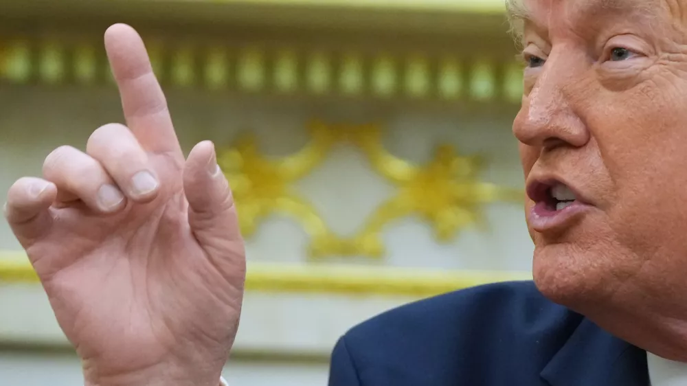 President Donald Trump speaks as he meets with Iraq's Prime Minister Ali al-Zaidi&nbsp;in the Oval Office of the White House, Tuesday, July 14, 2026, in Washington. (AP Photo/Julia Demaree Nikhinson)