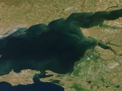 A satellite image of the Sea of Azov, July 13, 2026. 2026. NASA WORLDVIEW/Handout via REUTERS THIS IMAGE HAS BEEN SUPPLIED BY A THIRD PARTY. MANDATORY CREDIT.
