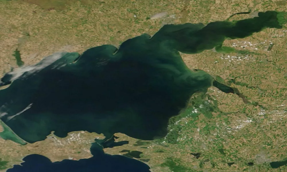 A satellite image of the Sea of Azov, July 13, 2026. 2026. NASA WORLDVIEW/Handout via REUTERS THIS IMAGE HAS BEEN SUPPLIED BY A THIRD PARTY. MANDATORY CREDIT.