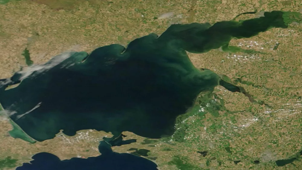 A satellite image of the Sea of Azov, July 13, 2026. 2026. NASA WORLDVIEW/Handout via REUTERS THIS IMAGE HAS BEEN SUPPLIED BY A THIRD PARTY. MANDATORY CREDIT.