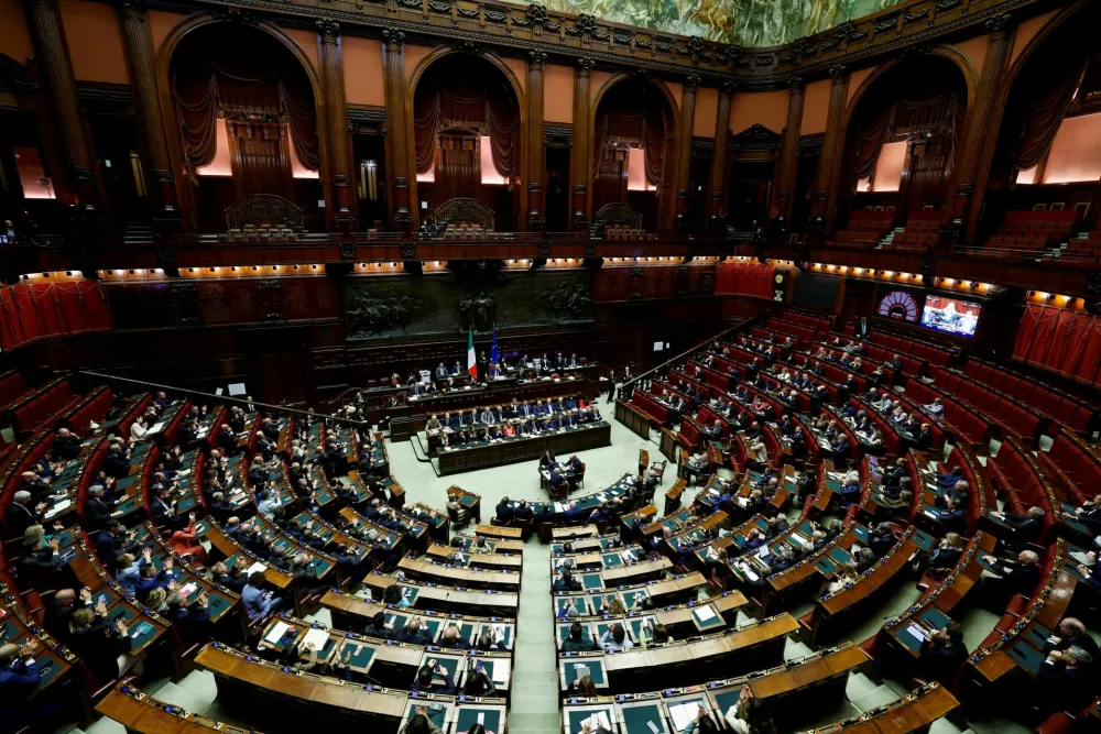 FILE PHOTO: A general view of the lower house of Parliament as Italy's Prime Minister Giorgia Meloni reports on her government's actions and is expected to speak on the latest developments in Iran, in Rome, Italy, April 9, 2026. REUTERS/Remo Casilli/File Photo