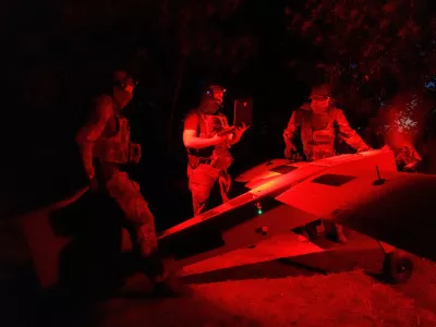 Service members of the Sparta company of the 422nd Unmanned Systems Regiment 'Luftwaffe' of the Ukrainian Armed Forces, prepare a Zozulia mid-strike drone for a flight while they work at a position near a front line, amid Russia's attack on Ukraine, in an undisclosed location in Southern Ukraine, on an undisclosed date, 2026. REUTERS/Valentyn Ogirenko