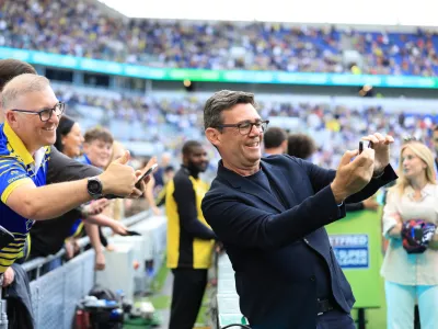 PA via ReutersAndy Burnham takes a selfie with fans ahead of the Betfred Super League match at the Hill Dickinson Stadium, Liverpool. Picture date: Saturday July 4, 2026.No Use UK. No Use Ireland. No Use Belgium. No Use France. No Use Germany. No Use Japan. No Use China. No Use Norway. No Use Sweden. No Use Denmark. No Use Holland. No Use Australia.