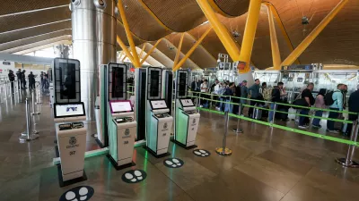 FILE PHOTO: Automated European Union's Entry/Exit System (EES) kiosks, at Adolfo Suarez Madrid-Barajas Airport in Madrid, Spain, October 9, 2025. REUTERS/Juan Medina/File Photo