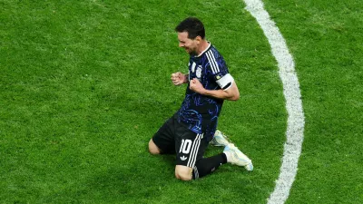 Soccer Football - FIFA World Cup 2026 - Semi Final - England v Argentina - Atlanta Stadium, Atlanta, Georgia, U.S. - July 15, 2026 Argentina's Lionel Messi celebrates after the match as they advance to the World Cup final REUTERS/Carlos Barria