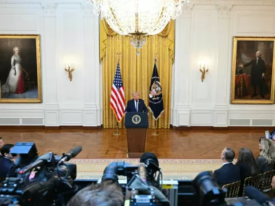 President Donald Trump speaks in the East Room of the White House, Thursday, July 16, 2026, in Washington. (Saul Loeb/Pool via AP)