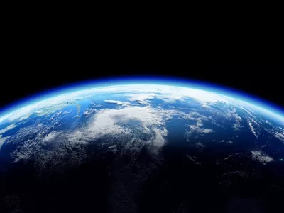 The Earth Space Planet 3D illustration background. City lights on planet.