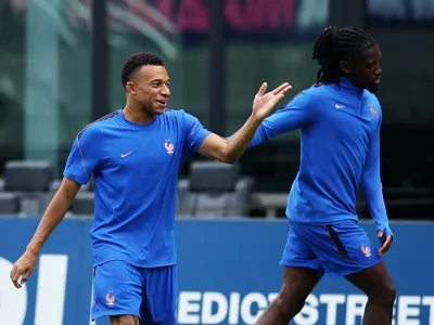 Soccer Football - FIFA World Cup 2026 - France Training - Inter Miami CF Training Facility, Fort Lauderdale, Florida, U.S. - July 17, 2026 France's Kylian Mbappe during training REUTERS/Carlos Barria