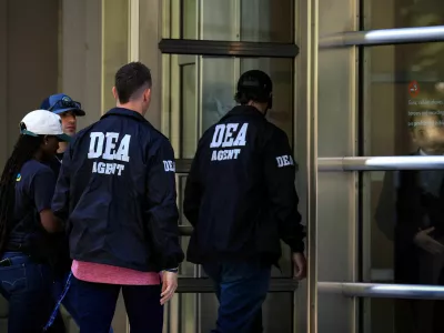 Members of the Drug Enforcement Administration (DEA) arrive to attend the sentencing hearing for Ismael "El Mayo" Zambada, the Sinaloa cartel co-founder, in Brooklyn, New York, U.S., July 20, 2026. REUTERS/Brendan McDermid