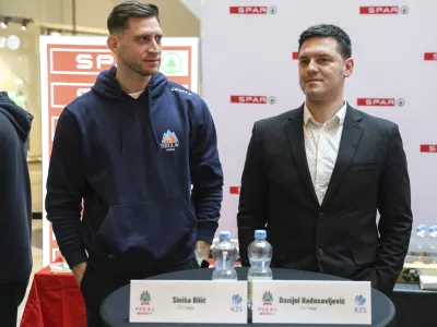 Sini&scaron;a Bilič, Daniel Radosavljević- 11.02.2025 - ko&scaron;arka - novinarska konferenca pred sklepnim turnirjem pokala Slovenije za mo&scaron;ke in finalom za ženske.//FOTO: Jaka Gasar / Foto: Jaka Gasar