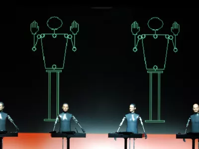 skupina Kraftwerk - koncert, nem&scaron;ki kvartet Kraftwerk - vizionarji elektronske glasbe in znanilci vzpona računalni&scaron;ke tehnologije Foto: Luka Cjuha