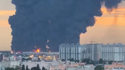 Smoke rises from a Wildberries warehouse on fire after an attack in Krasnodar, Russia, July 22, 2026, in this still image obtained from social media video. Social Media/via REUTERS THIS IMAGE HAS BEEN SUPPLIED BY A THIRD PARTY. NO RESALES. NO ARCHIVES. NEWS USE ONLY.   VERIFICATION: - Buildings, roofs, vegetation and road layout matched archive and satellite images. - Date confirmed by reports from local authorities and Wildberries company. - Krasnodar Mayor Yevgeny Naumov wrote on Telegram on July 22 that fire broke out at a logistics warehouse after drone attack in Krasnodar. - Tatyana Kim, the head and co-founder of Wildberries, said on Wednesday on Telegram that warehouses in Krasnodar had been attacked.