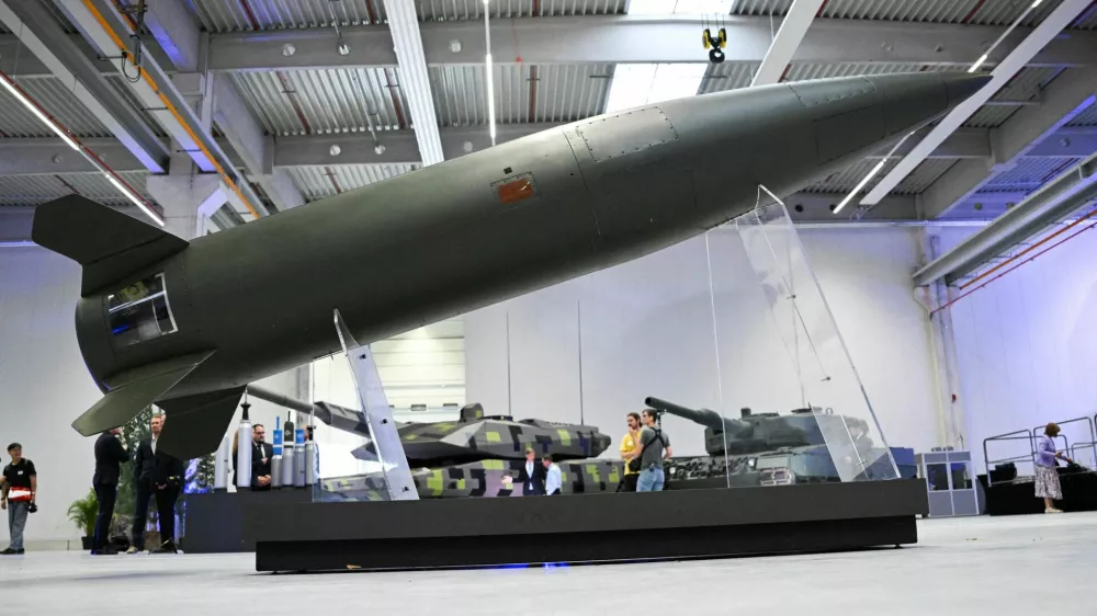 FILE PHOTO: An Army Tactical Missile System (ATACMS) is displayed during the inauguration of a new artillery plant of ammunition maker Rheinmetall, in Unterluess, Germany August 27, 2025. REUTERS/Annegret Hilse/File Photo