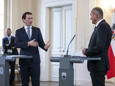 predsednik vlade Janez Jan&scaron;aavstrijski kancler Sebastian Kurz - 08.09.2020 - delovni obisk zveznega kanclerja Republike Avstrije Sebastiana Kurza v Sloveniji - //FOTO: Matjaž Ru&scaron;t