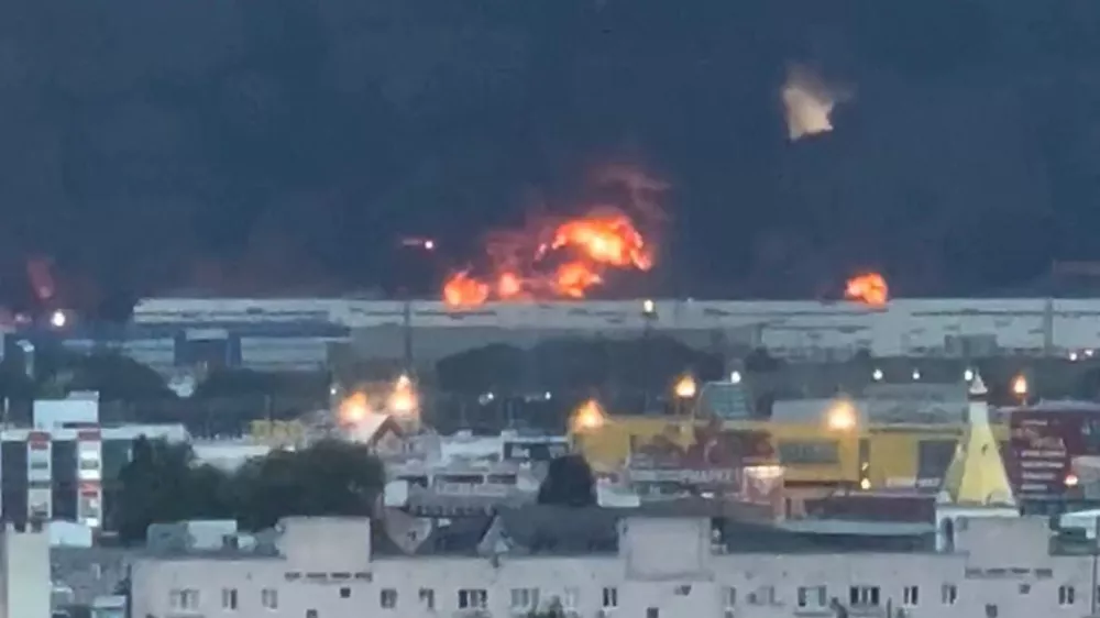 Smoke rises from a Wildberries warehouse on fire after an attack in Krasnodar, Russia, July 22, 2026, in this still image obtained from social media video. Social Media/via REUTERS THIS IMAGE HAS BEEN SUPPLIED BY A THIRD PARTY. NO RESALES. NO ARCHIVES. NEWS USE ONLY.   VERIFICATION: - Buildings, roofs, vegetation and road layout matched archive and satellite images. - Date confirmed by reports from local authorities and Wildberries company. - Krasnodar Mayor Yevgeny Naumov wrote on Telegram on July 22 that fire broke out at a logistics warehouse after drone attack in Krasnodar. - Tatyana Kim, the head and co-founder of Wildberries, said on Wednesday on Telegram that warehouses in Krasnodar had been attacked.