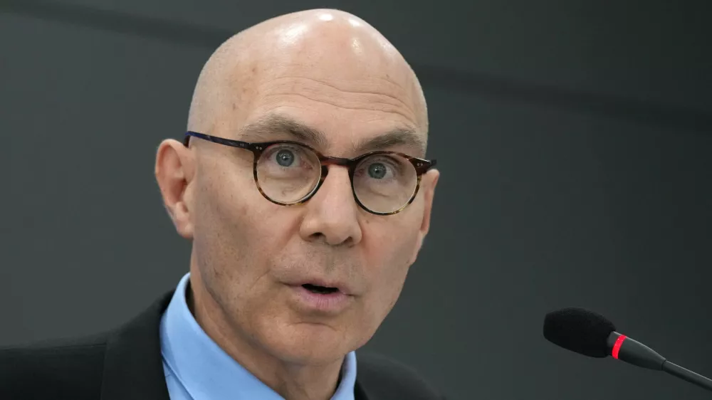 FILE - U.N. High Commissioner for Human Rights Volker Turk speaks to the media during a press conference in Seoul, South Korea, May 13, 2026. (AP Photo/Lee Jin-man, File)