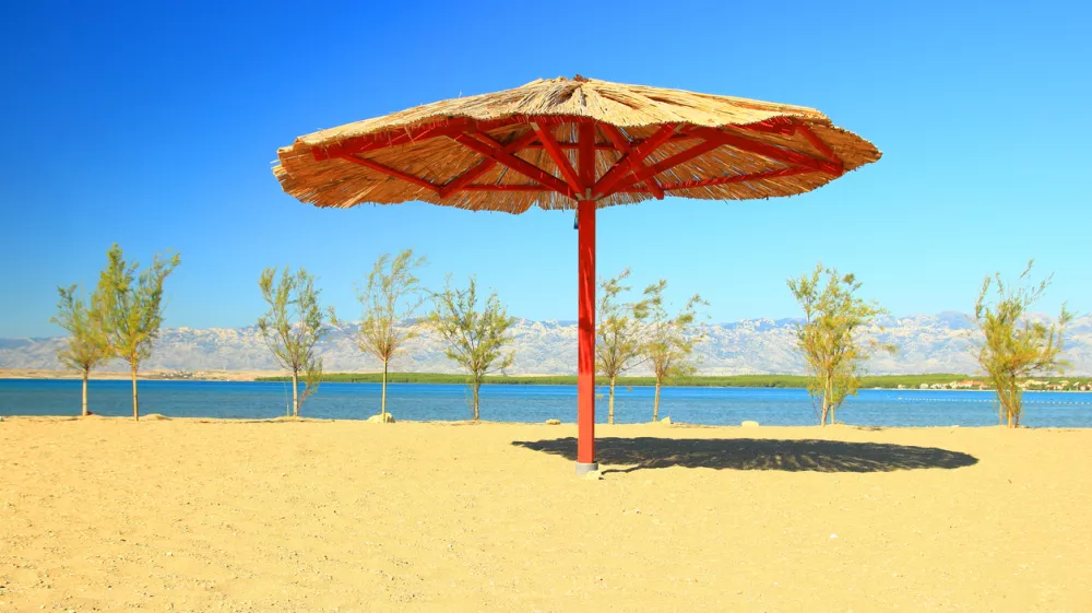 Sandy beach in Nin, near Zadar, touristic destination in Croatia