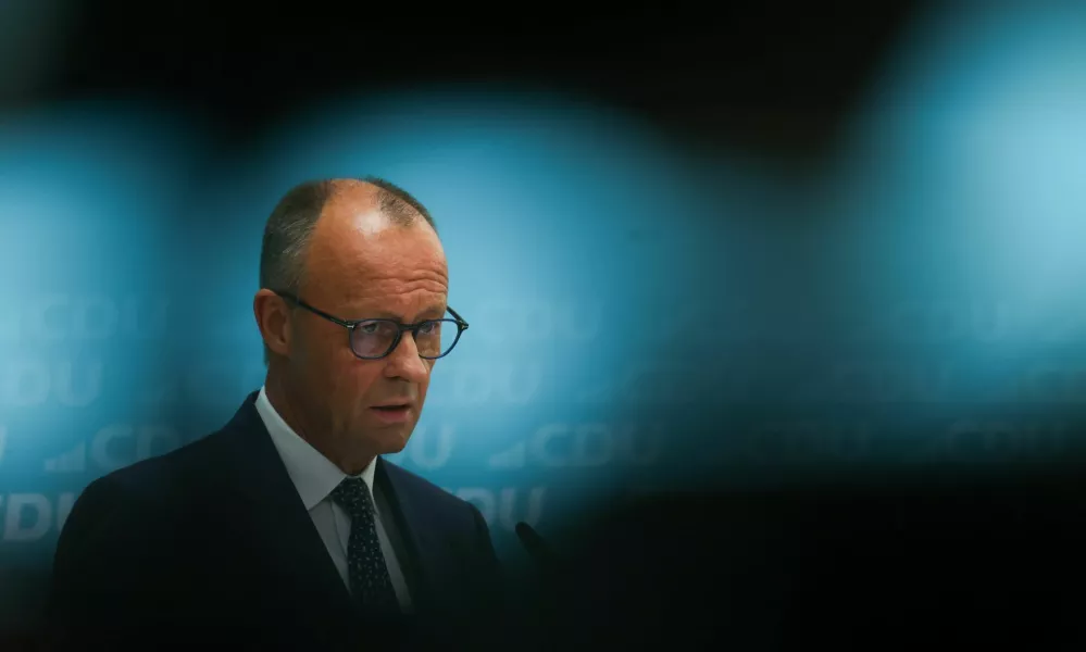 German Chancellor and leader of the Christian Democratic Union (CDU) Friedrich Merz attends a press conference at the CDU headquarters in Berlin, Germany, July 27, 2026. REUTERS/Christian Mang