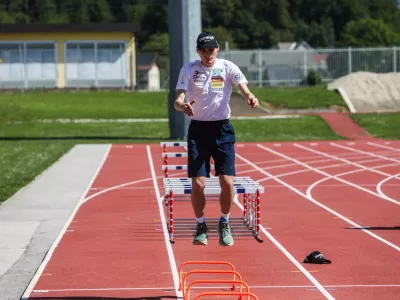 - Domen Prevc,- 18.05.2026. Odprti trening mo&scaron;ke reprezentance v smučarskih skokih na stadionu v Kranju. Smučarski skoki.//FOTO: Bojan Velikonja