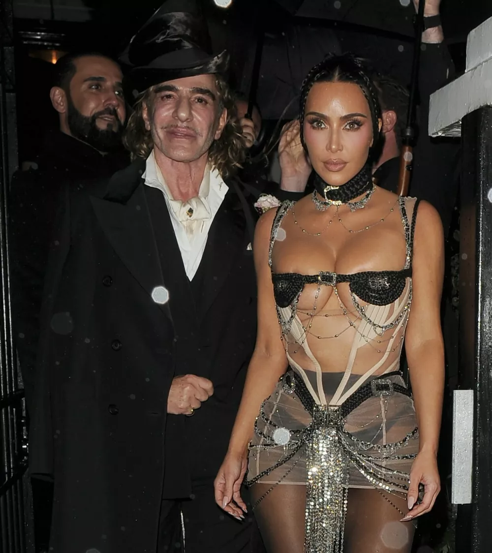 23 October 2025.Kim Kardashian celebrates her 45th birthday in style, with a private party held at the home of her close friend Mert Alas. Despite the heavy rain, Kim wore two incredibly revealing dresses at the party, made by Turkish fashion designer Dilara Findikoglu. She was joined by her mother Kris JennerPictured: John Galliano, Kim Kardashian,Image: 1047636308, License: Rights-managed, Restrictions:, Model Release: no 