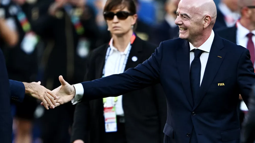 Soccer Football - FIFA World Cup 2026 - Final - Spain v Argentina - New York/New Jersey Stadium, East Rutherford, New Jersey, U.S. - July 19, 2026 FIFA President Gianni Infantino during the trophy presentation after the match REUTERS/Dylan Martinez