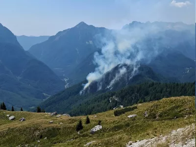 Bovec, Planja.Pozar v naravi na Planji v obcini Bovec.Foto: Gasilska zveza Bovec