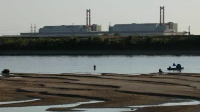 Paks Nuclear Power Plant with the partially dried-up Danube riverbed in Dunaszentbenedek, Hungary, July 31, 2026. REUTERS/Bernadett Szabo