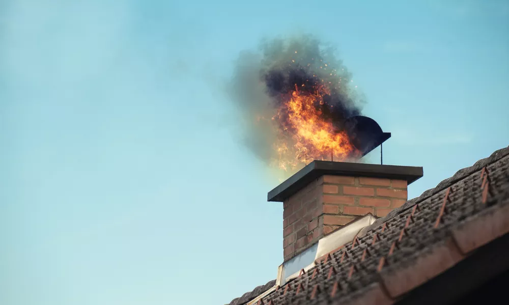 Chimney with fire coming out