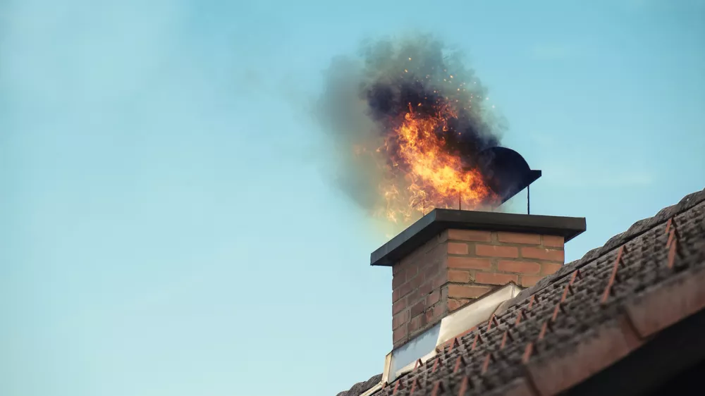 Chimney with fire coming out