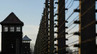 A barbed wire is seen at the site of the former Nazi German concentration and extermination camp Auschwitz-Birkenau prior to the 80th anniversary of the liberation of the camp in Brzezinka, Poland, January 26, 2025. REUTERS/Aleksandra Szmigiel