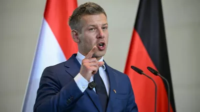 Hungary's Prime Minister Peter Magyar speaks during a press conference with German Chancellor Friedrich Merz (not pictured) at the Chancellery in Berlin, Germany, June 2, 2026. REUTERS/Annegret Hilse