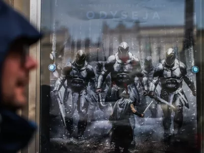 A poster of 'The Odyssey' movie directed by Christopher Nolan is seen at a cinema in Krakow, Poland on July 23, 2026 (Photo by Beata Zawrzel/NurPhoto)NO USE FRANCE