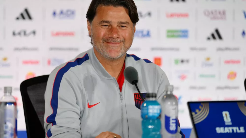 FILE PHOTO: Soccer Football - FIFA World Cup 2026 - United States Press Conference - Seattle Stadium, Seattle, Washington, U.S. - July 5, 2026 U.S. coach Mauricio Pochettino during the press conference IMAGN IMAGES via Reuters/Steven Bisig/File Photo