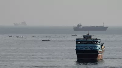 FILE PHOTO: Vessels in the Strait of Hormuz, as seen from Musandam, Oman, August 3, 2026. REUTERS/Stringer/File Photo