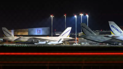 Ukrainian Antonov cargo planes are parked at Leipzig/Halle Airport in Schkeuditz, Germany, on Wednesday, Aug. 5, 2026. (Hendrik Schmidt/dpa via AP)