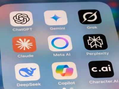 Shanghai,China-April 20th 2025: Meta AI, Claude, ChatGPT, Gemini, Grok, Perplexity, DeepSeek, Copilot and Character.AI. Assorted AI app icons