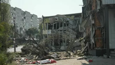 A shopping mall hit by a Russian air strike, amid Russia's attack on Ukraine, in Sumy, Ukraine, August 6, 2026. REUTERS/Stringer