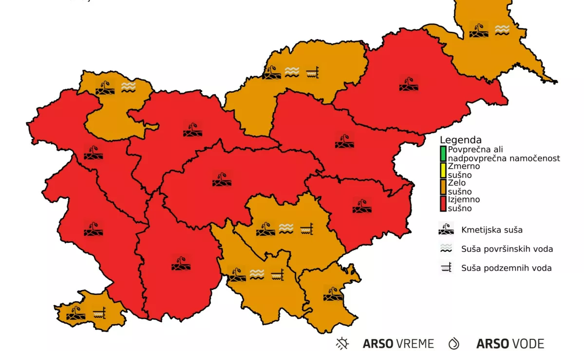 Prihaja kratkotrajna ohladitev, suši pa ni videti konca