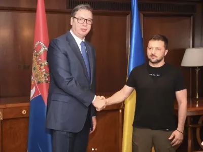 Aleksandar Vučić (levo) v družbi ukrajinskega predsednika Volodmirja Zelenskega. F instagram