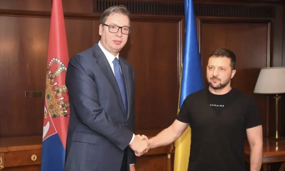 Aleksandar Vučić (levo) v družbi ukrajinskega predsednika Volodmirja Zelenskega. F instagram