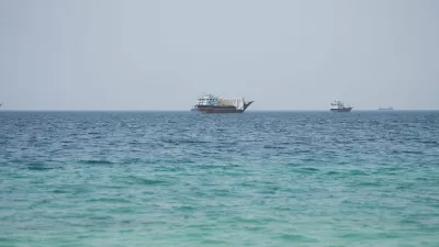 Vessels near the Strait of Hormuz, as seen from Musandam, Oman, August 6, 2026. REUTERS/Stringer
