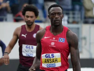 Leichtathletik, Athletics, Track and Field,, Leichtathletik DM 2026, 25.07-26.07.2026, Lohrheidestadion Bochum-Wattenheid 200m M&auml;nner, Owen Ansah HSV Copyright Gladys *** Track and Field, Athletics, Track and Field, 2026 German Track and Field Championships, July 2526, 2026, Lohrheidestadion, Bochum, Wattenheid, Mens 200m, Owen Ansah HSV, Copyright Gladys,Image: 1119387815, License: Rights-managed, Restrictions:, Model Release: no 