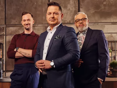 Masterchef SlovenijaSodni&scaron;ka trojica Mojmir &Scaron;iftar, Luka Jezer&scaron;ek in Karim Merdjadi (foto: POP TV) / Foto: Pop Tv