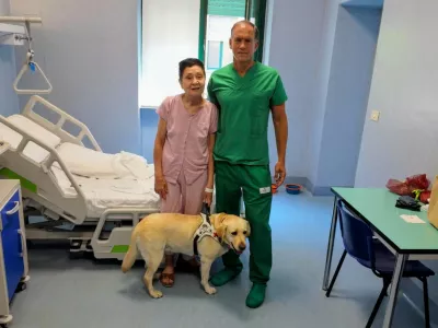 Italy, Turin - July 26, 2026.Central retinal autotransplantation performed for the first time in the world at Molinette Hospital. Elena, 67, has regained the sight she lost in an accident. Dr. Michele Reibaldi of Molinette Hospital in Turin poses with her patient Elena, who was blinded in a car accident. Dr. Michele Reibaldi is director of the University Eye Clinic at Molinette Hospital (Citt&Atilde;&nbsp; della Salute e della Scienza) in Turin,Image: 1118945081, License: Rights-managed, Restrictions: * France, Germany and Italy Rights Out *, Model Release: no / Foto: Unk Via Profimedia