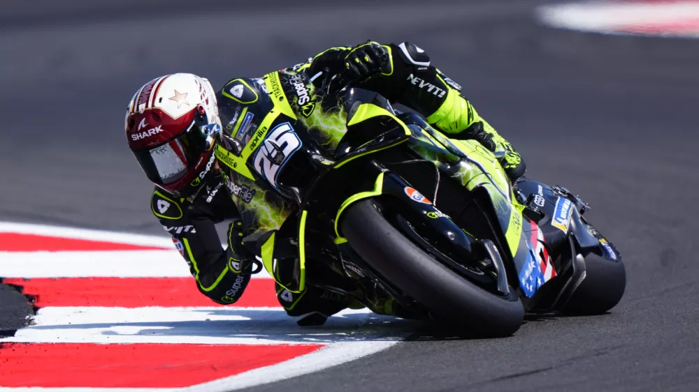 Raul Fernandez of SuperFile Trackhouse MotoGP Team during the British Grand Prix MotoGP 2026 in Towcester, England, Sunday, Aug. 9, 2026. (Bradley Collyer/PA via AP)