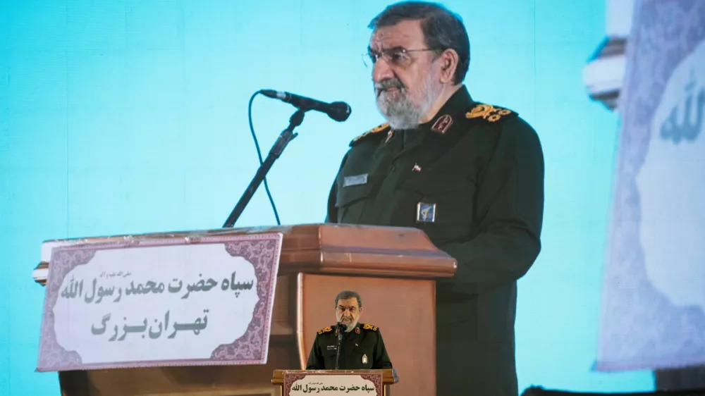 Mohsen Rezaee, Iranian politician and IRGC General, speaks during a ceremony in Tehran, Iran, on May 24, 2026.Mohsen Rezaee, Iranian Politician And IRGC General, Tehran - 24 May 2026,Image: 1105709838, License: Rights-managed, Restrictions:, Model Release: no 