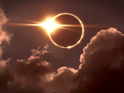 Total eclipse of the Sun. The moon covers the sun in a solar eclipse.